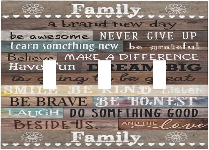 Country Farm Family Quote Wood 3 Gang Light Switch Cover Decorative Triple Toggle Wall Plate Electrical Faceplate Switch Plug Face Plate