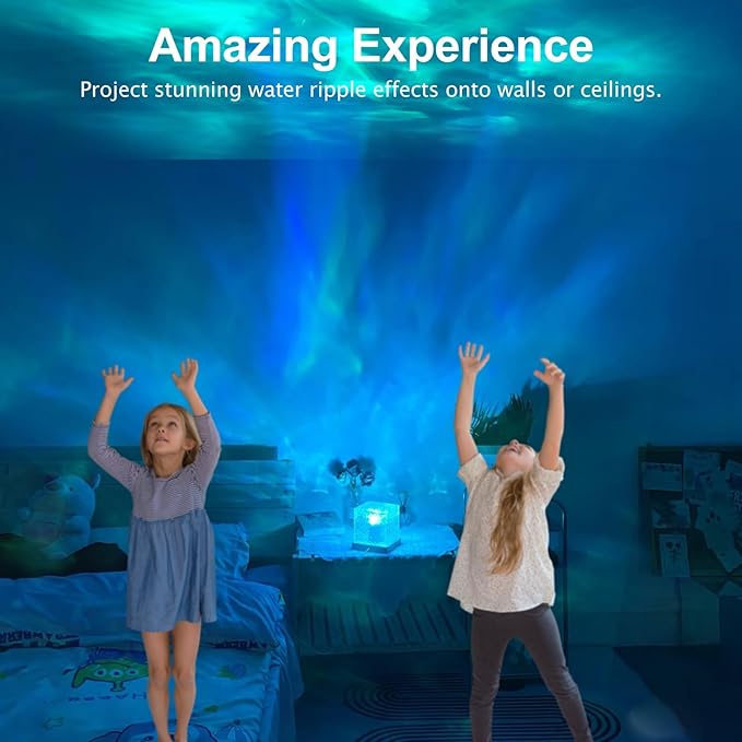 YXQUA Northern Lights Ocean Wave Projector Light, Galaxy Light Projector, 16 Colors Gradual Rotating Flame Water Ripple Ambient Night Light Non-Wood for Bedroom, Room Decor, Kids Room (Plug-in)