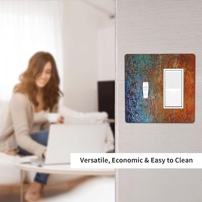 Decorative Outlet Covers Red Celestial Blue Rust Colorful Metal Rusty 2 Gang 1 Gang Wall Plate Cover Single Toggle Rocker Combination Light Switch Plate Covers Jumbo Switch Cover Plate