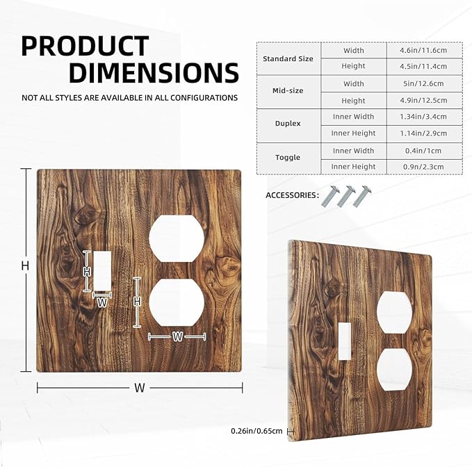 Distressed Wood Brown Wood Texture Wallplates 1 Toggle 1 Duplex Switch Plate Electrical GFCI Faceplate Decorative Light Switch Covers for Farmhouse Home Decor
