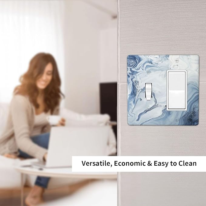 Outlet Covers Blue Marble Pattern 1 Toggle 1 Rocker Combination Decorative Wall Plate Light Switch Cover Plate Electrical Switch Plates for Bedroom living Room Decor