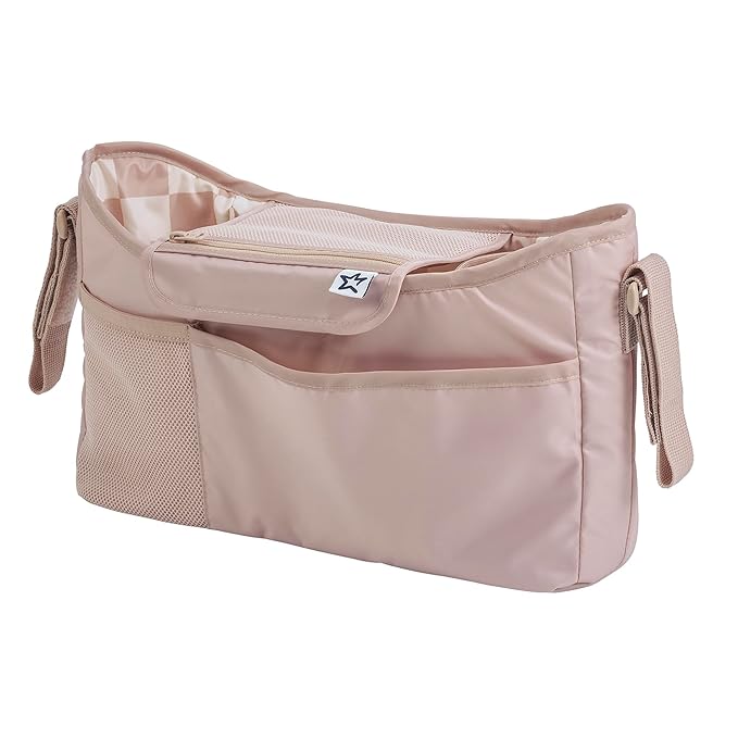 Tiny Twinkle Universal Stroller Organizer with Adjustable Strap | Waterproof Stroller Caddy Fits Baby Jogger, Nuna, Graco, Donna and Bugaboo Strollers (Beige Checkers