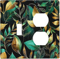 Wallplates Vintage Dark Green Vine Leaf Golden Plants 1 Toggle 1 Duplex Switch Plate Electrical GFCI Faceplate Decorative Light Switch Covers for Bed Room Cabin Decor