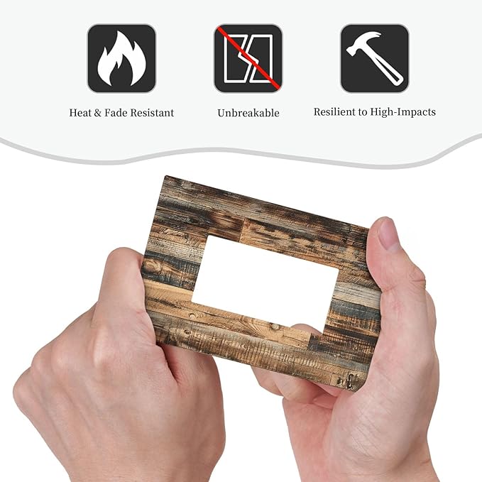 Decorative Outlet Covers Rustic Brown Wood Pattern Splice Plank 1 Gang Single Rocker Light Switch Cover Plate Wall Plates Gfci Faceplate For Farmhouse Cabin Decor