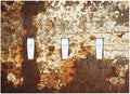 Decorative Switch Plates Vintage Metal Rust Texture Peeling Paint 3 Gang Wall Plate Triple Toggle Light Switch Cover Faceplate Electrical Wall Panels For Farmhouse Cabin Decor