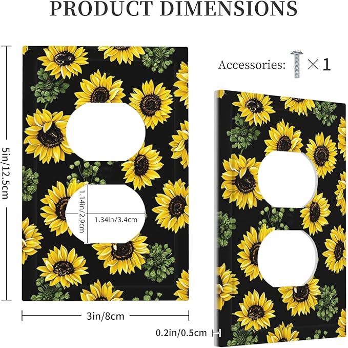 Outlet Covers Floral Sunflower Plants Flowers 1 Gang Duplex Light Switch Cover Decorative Switch Plates Electrical Receptacle Faceplate Wall Plate For Bed Room Farmhouse Decor