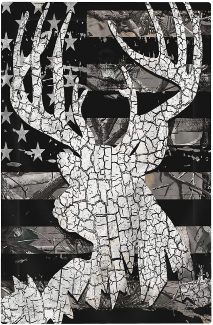 American Flag Forest Antler Deer Elk 1 Gang No Device Wall Plate Decorative Blank Light Switch Cover Switchplate Electrical Faceplate for Bathroom Home Bedroom Art Decor