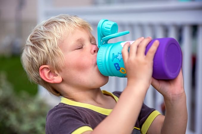 CHILLOUT LIFE 12 oz Kids Insulated Water Bottle for School with Leakproof Spout Lid and Cute Waterproof Stickers, Personalized Stainless Steel Thermos Flask Metal Water Bottle for Girls & Boys