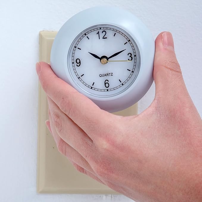 Bits and Pieces Plug in Night Light with Clock - Glow in The Dark, Bathroom Night Light, Battery Backup, Energy Efficient, 3" Analog Clock Face High Visibility - Nightlight for Kids Room