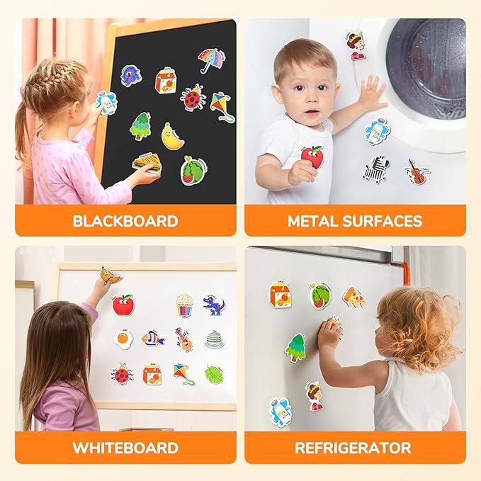JoyCat Fridge Magnets for Toddlers & Kids – 26 Cute A-Z Objects, Large Magnetic Refrigerator Toys, Fun Educational Learning Gifts for Girls and Boys 2 3 4 5 Years Old