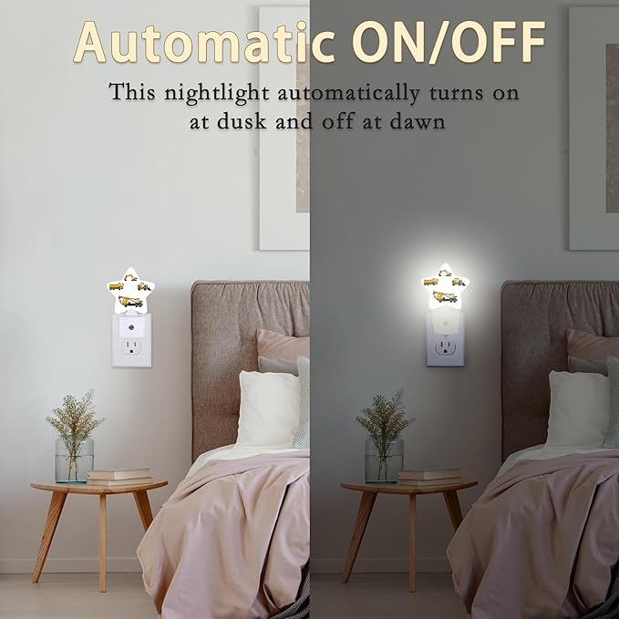 Cartoon Truck Machines Night Lights Plug in Wall Lamp Smart Dusk to Dawn Sensor for Home Decorative,Kids Room Bedroom Bathroom Kitchen Hallway Gifts