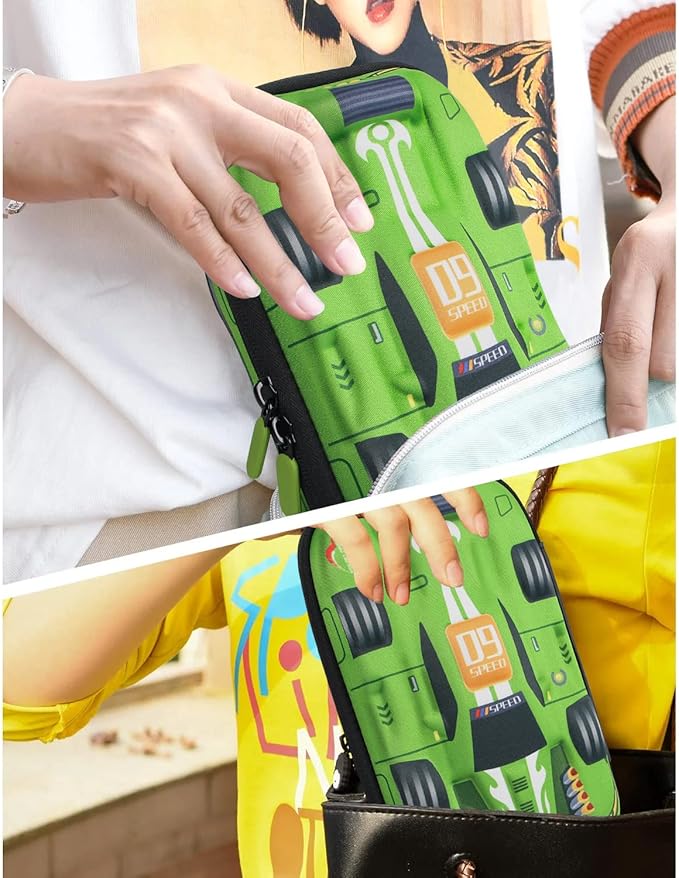 rockpapa Large-Capacity Sports Racing Car Pencil Case, Pencil Box, Storage Box for School Students Boys Teens Kids Girls Green