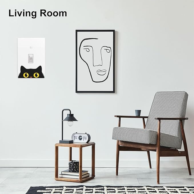 Cute Black Cat 1-Gang Toggle Light Switch Plate, Cartoon Cat Pet Lover Wall Plate for Bedroom, Bathroom & Living Room