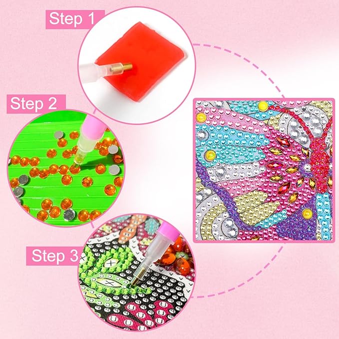ZUYUSUT Diamond Art Painting Kits for Girls Ages 5-12 Kids Art and Crafts Gem by Number Kits with Wooden Frame for Children Birthday