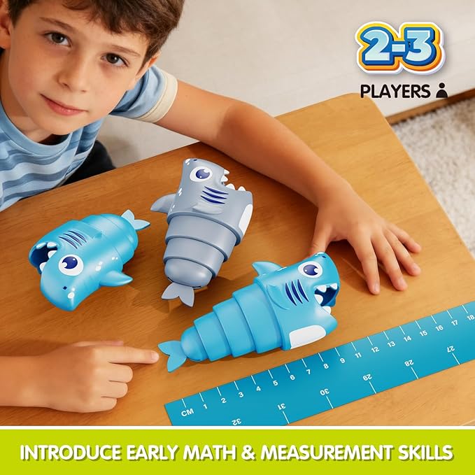 MINGKIDS Shark Fishing Game for Kids - Preschool Math Games for 3 Year Olds, Toddler Fine Motor Learning Toys, Fun Family Board Games for Boys and Girls Ages 3-5