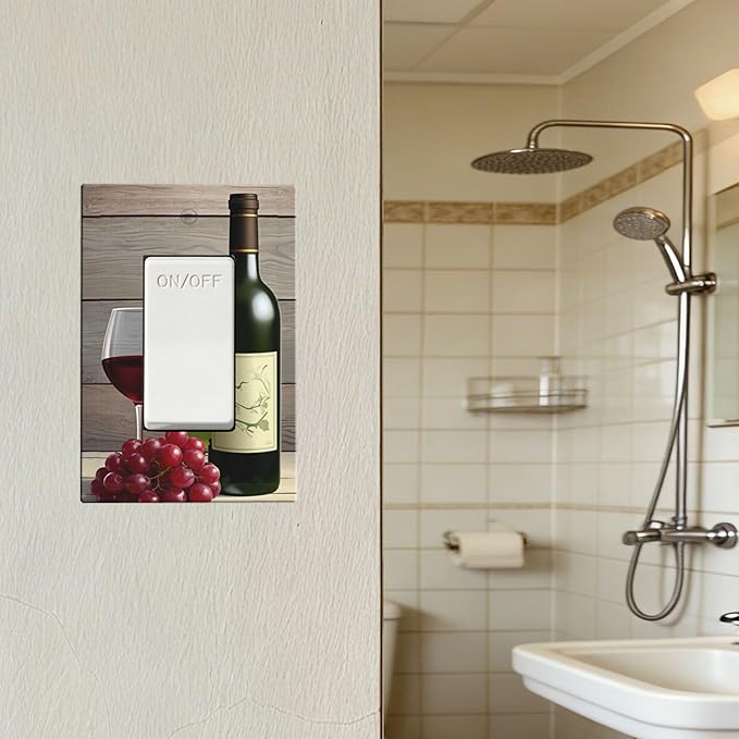 Rustic Wine & Grape Vineyard Scene Single Rocker Switch Cover - 1-Gang Standard US Size Wine Lover's Home Light Switch Covers for Kitchen Decor