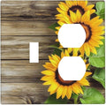 Wallplates Sunflowers Rustic Wood 1 Toggle 1 Duplex Switch Plate Electrical Gfci Faceplate Decorative Light Switch Covers For Farmhouse Cabin Decor