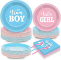 200pcs Gender Reveal Plates Napkins Gender Reveal Paper Tableware Set Blue and Pink Cake Dessert Disposable Dinnerware Boys Girls Party Decoration for Baby Shower Birthday Decor Supplies Serves 50