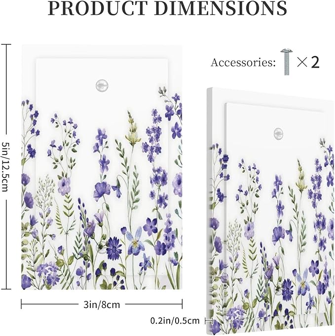 Lavender Wildflowers Purple Flowers Plant Floral Light Switch Cover Plate 1 Gang No Device Blank Electrical Wall Plates Faceplate Decorative Switch Plate Covers for Bedroom Living Room Decor