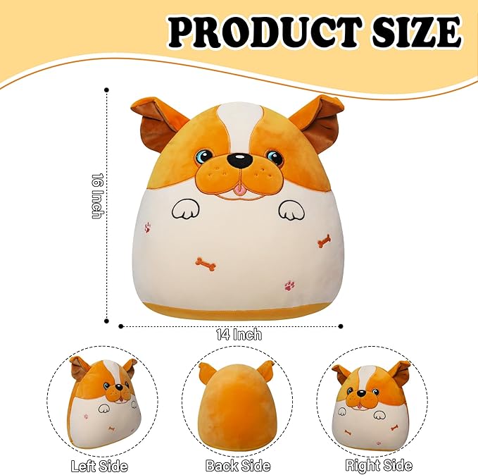 Weighted Heating Bulldog Stuffed Animals - 16 Inch Big Weighted Dog Plush Puppy Pillow Unscented Heating and Cool Animal Pad Plushies on Sofa Pillow Warmth Gift for Kid Teen Adult 4.5Lbs