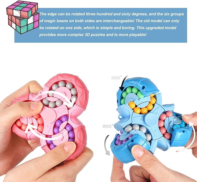 Stocking Stuffers Gift for Kids,YUDANSI Magic Bean Puzzle Toys, Rotating Fidgets Magical Cube Fingertip Toy, Gift for Boys Girls Age 3+, 5-7, 8-12, Brain Teaser Puzzle Toys for Teens Adults