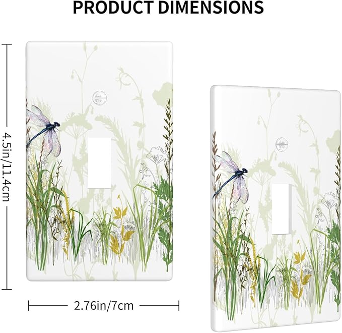 Wildflower Dragonfly 1-Gang Toggle Light Switch Plate, Spring Garden Floral Wall Plate for Bedroom, Sunroom, Bathroom & Home