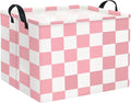 HIYAGON Rectangular Baby Girl Basket Fabric Storage Basket Storage Bin Organizer Box Room Decor(Pink Checkered)