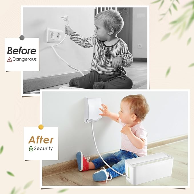 Power Strip Cover Baby Proof & Outlet Cover Box. Cable Management Box with Lock, Baby Proof Power Strip with Holes for Wire Storage and Organization, Outlet Protector