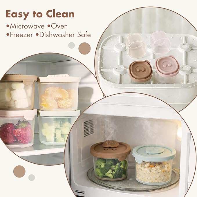Baby Food Containers with Lids Silicone Baby Food Storage Containers for Infants & Toddlers, Leakproof Freezer-Safe Reusable Baby Food Jars for Breastmilk & Solid Foods, 4oz Silicone Containers 8PK