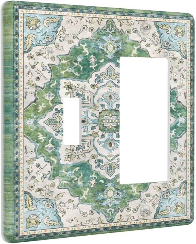 Sage Green Boho Vintage Floral Outlet Covers 1 Toggle 1 Rocker Combination Decorative Wall Plate Electrical Switch Plates Light Switch Cover Plate for Bedroom Living Room Decor