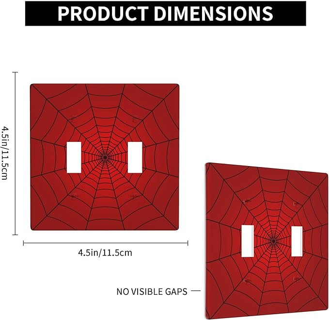 Red Spider Web 2-Gang Double Toggle Switch Plate, Hero Theme Cartoon Wall Plate for Boys Room, Game Room & Man Cave