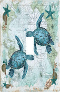 Decorative Light Switch Cover Nautical Green Sea Turtles Beach Blue Ocean 1 Gang Single Toggle Device Electrical Faceplate Switchplates Decorator Outlet Wall Plate For Bathroom Kids Room