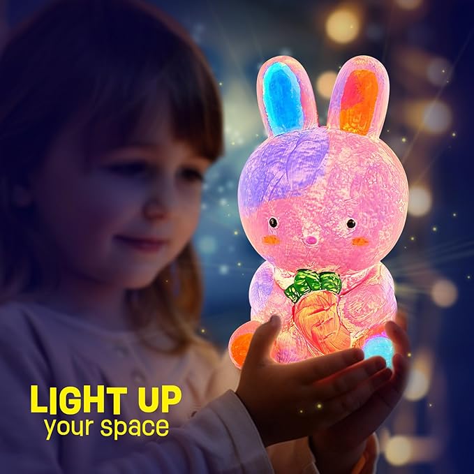 LAOESE Paint Your Own Bunny Lamp Kit, Art Supplies Painting Kits for Kids, Arts and Crafts for Kids Ages 8-12, Bunny Toys Girls Boys Birthday Gifts for Kids Ages 3 4 5 6 7 8 9 10 11 12+