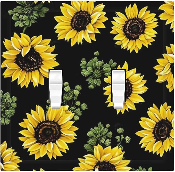 Decorative Switch Plates Floral Sunflower Plants Flowers 2 Gang Double Toggle Outlet Light Switch Cover Wall Plate Electrical Faceplate For Bed Room Farmhouse Decor