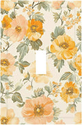 Decorative Light Switch Cover Plate Vintage Floral Pastel Flower Pattern 1 Gang Single Toggle Wall Plate Electrical Outlet Covers Decorate Switch Plate Cover for Bedroom Cabin Decor