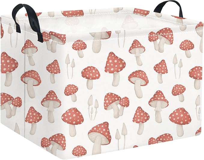 HIYAGON Rectangular Kids Basket Baby Girl Basket Fabric Storage Bin Organizer Box Room Decor(Mushroom)