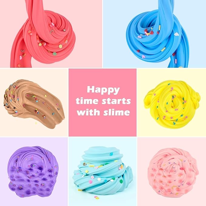 56-Pack Butter Slime Kit, Birthday Soft and Non-Sticky Bulk Slime Party Favors for Kids, Classroom Exchange Gift Mini Slime, Stress Relief Toys for Boys Girls, 4-10 Advent Calendar