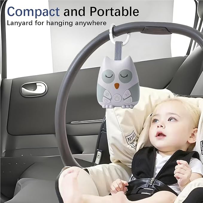PandaEar Portable White Noise Machine for Baby, 15 Soothing Sound, Night Light, Sleep Sound Timer and Powered by USB for Baby Kids (Owl)