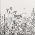 Gray Vintage Floral 2-Gang Double Toggle Switch Plate, Neutral Cottage Garden Retro Wildflower Wall Plate for Home, Bedroom, Sunroom & Bathroom
