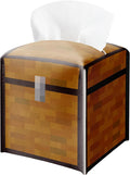 Tissue Box Cover Holder, Treasure Chest Pixel Leather Tissue Box Cover Square, Paper Napkins Everyday Dispenser for Bathroom Night Stands Kitchen Office Home Pixel Theme Decor