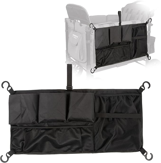 Multi Pockets Cargo Net for Wagon Stroller,Stroller Wagon Cargo Net,Oxford Stroller Organizer,Extra Storage Space for Kids Wagon,Wagon Accessories Universal(28"×13")
