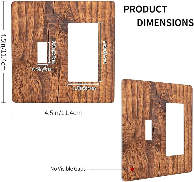 Brown Wood Grain Rustic Natural Burl Print Outlet Covers 1 Toggle 1 Rocker Combination Decorative Wall Plate Electrical Switch Plates Light Switch Cover Plate for Farmhouse Home Decor