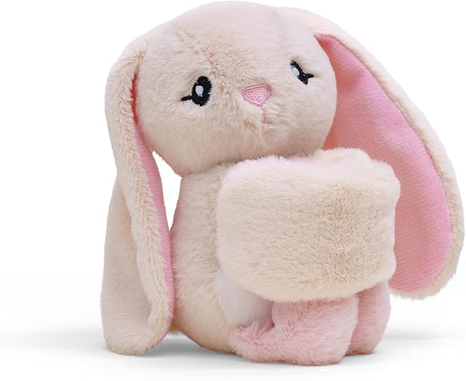 HUGIMALS Hug Babies Cute Mini Plush Stuffed Animal Bracelet for Kids | Soft & Cuddly Portable Comfort Adorable On-The-Go Companion for Travel School & Adventures Ages 2+ (Iggy the Bunny)