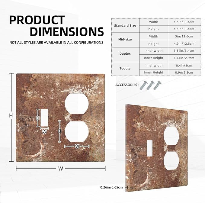 Wallplates Shabby Old Aged Rusty Antique Brass Metal 1 Toggle 1 Duplex Switch Plate Electrical Gfci Faceplate Decorative Light Switch Covers For Farmhouse Cabin Decor