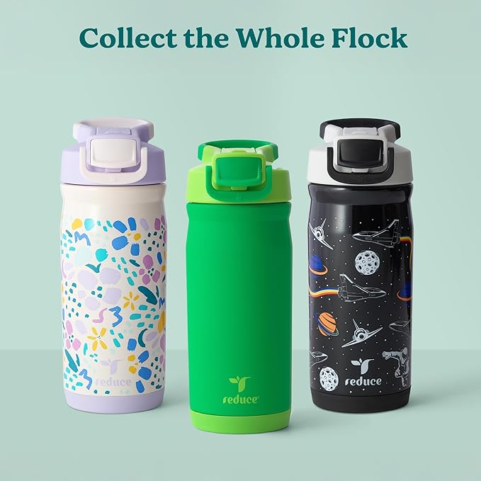 Reduce Hydrate Pro Kids 14oz Stainless Steel Insulated Water Bottle w/Straw – Spill Proof Tumbler for Kids – 30 Hour Cold Retention – Dishwasher Safe Leak-Proof Design - Ocean Friends