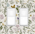 Decorative Outlet Covers Vintage Colorful Flowers Butterfly Floral 2 Gang Double Gfci Rocker Electrical Wall Panels Light Switch Cover Plate For Bed Room Living Room Decor