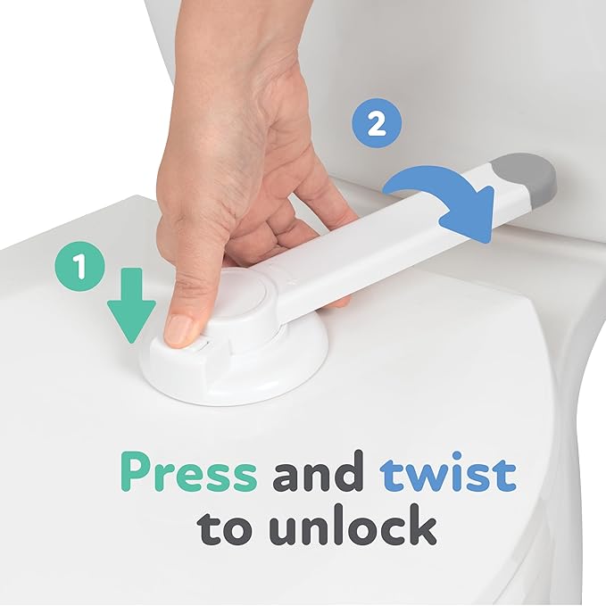 Nuby Child Safety Toilet Lock - Toilet Lid Lock for Baby Proofing - Easy One-Hand Operation - Simple Installation - Fits Most Seats