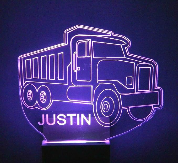 Night Light Multi Color Personalized LED Plug-in, Ultra-Slim Touch Night Light Smart Dusk to Dawn Sensor, Kids Children's Bedroom Kitchen Bathroom Hallway Play Room Variations (Dump Truck Paving)