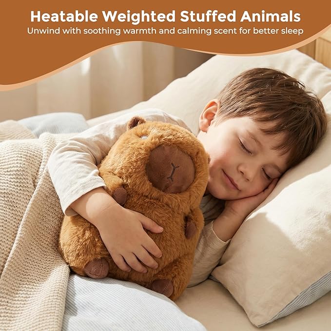 Capybara Microwavable Weighted Stuffed Animals Plushies, Heating Pad Animal for Stress Period Cramps, Lavender Scented Heat&Cold Compress Capybara Plush Toys Gifts for Girls Boys Adults