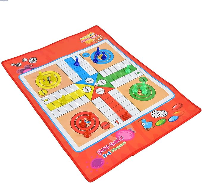 Pongnas NonWoven Snakes and Ladders Kids Ludo Game Board Set for Family Fun and Educational Play